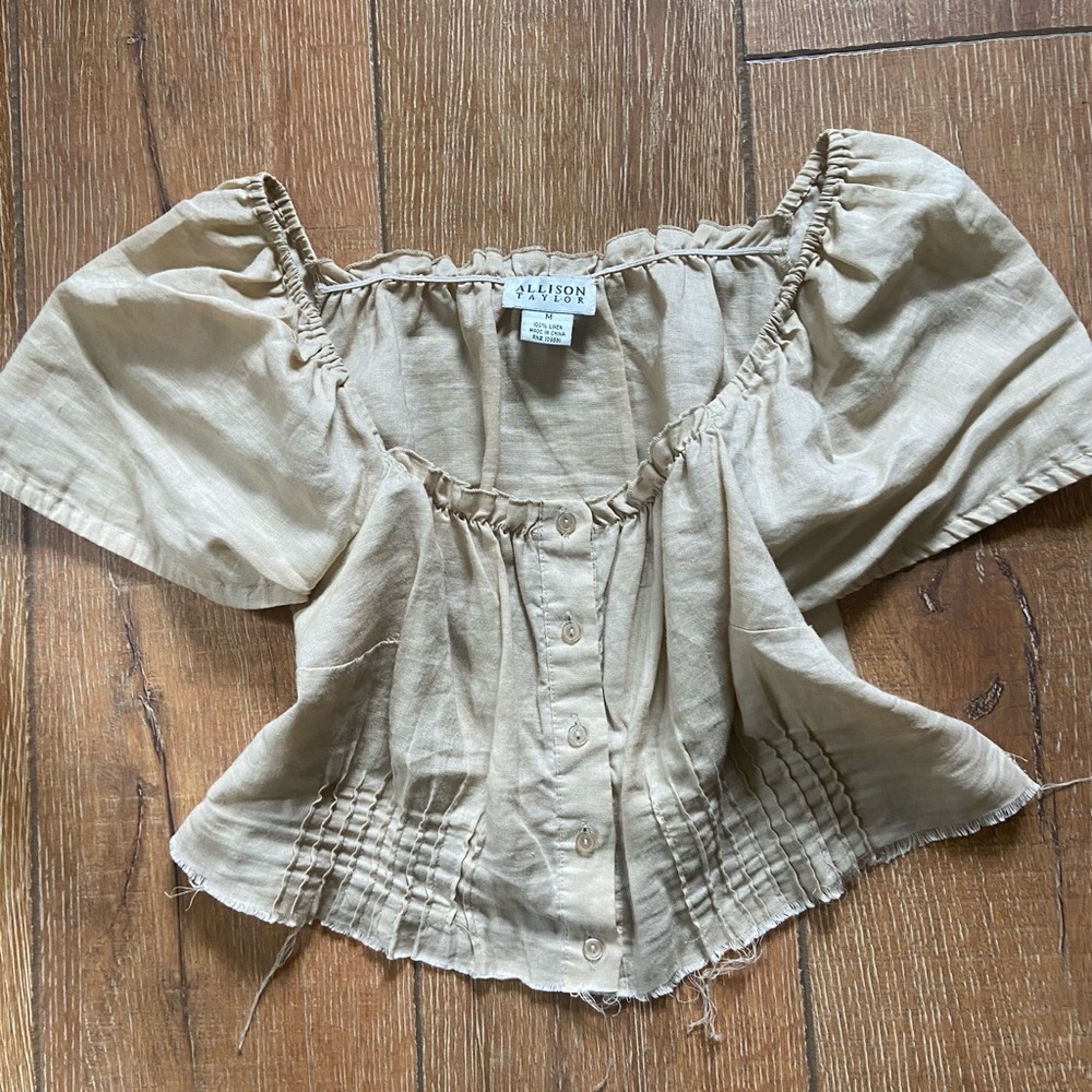 Vintage linen prairie peasant top cottagecore
